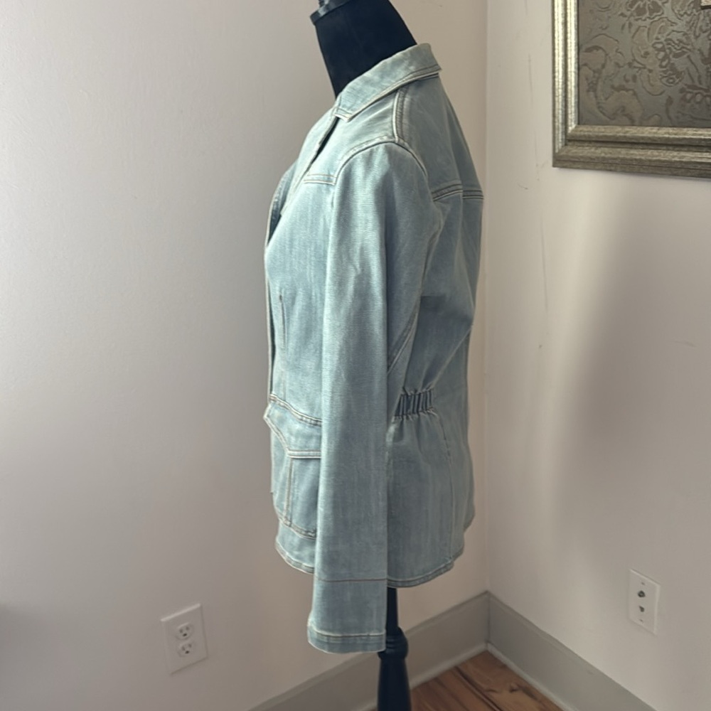 GAP Vintage light Wash single front Western Light Blue Denim blazer Jacket M - Picture 3 of 9